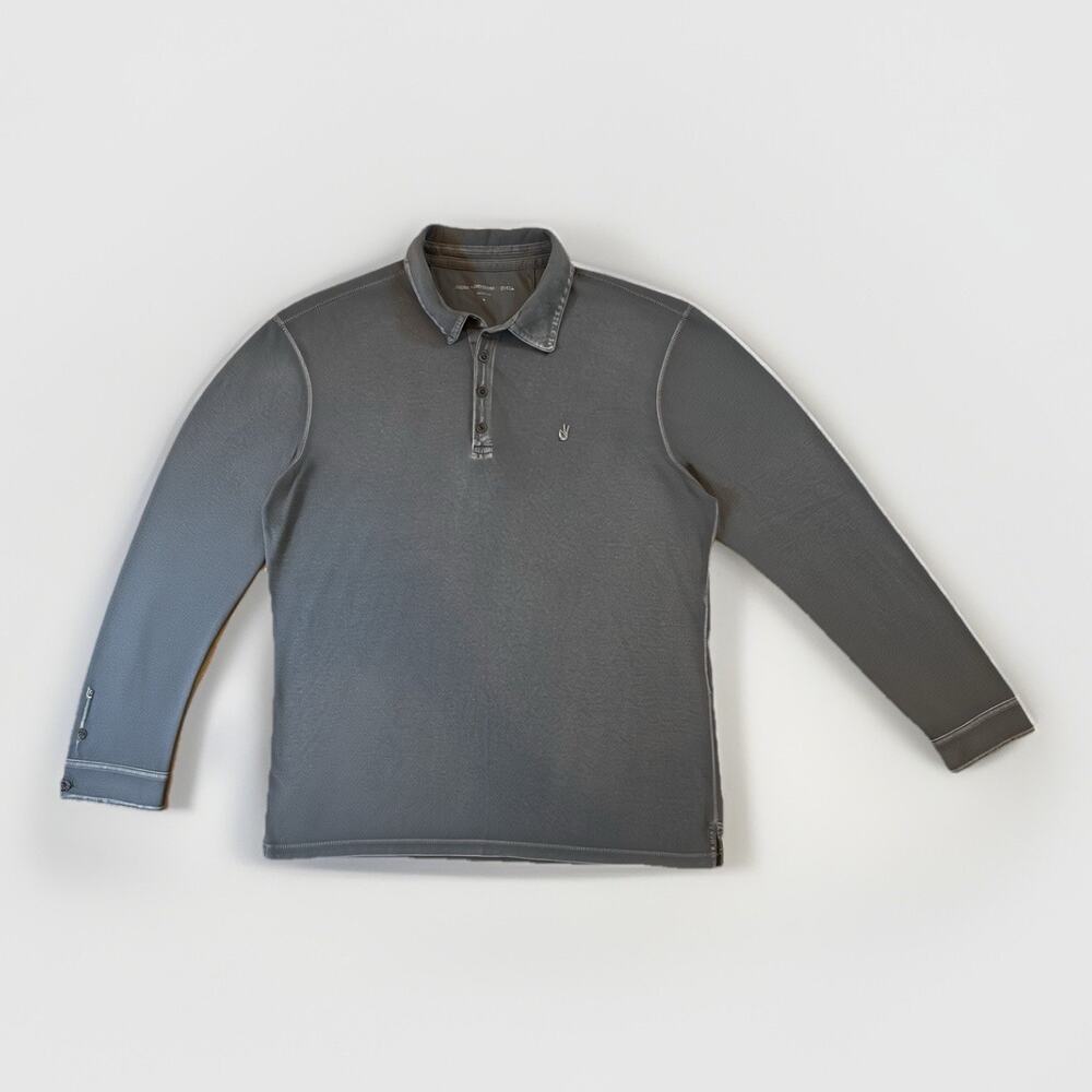 John Varvatos Men’s Long Sleeve Gray Polo Shirt Size L